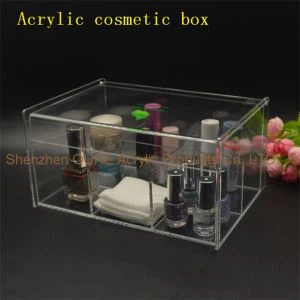 Transparente PMMA Acryl Schönheit Box Make-up-Speicher mit Deckel