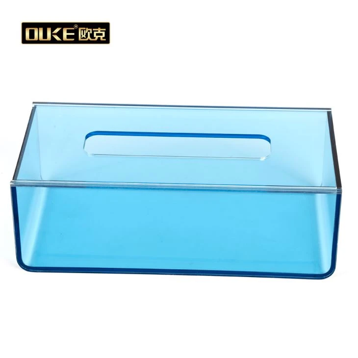 Clear Blue Acrylic Tissue Dispenser Box Cover