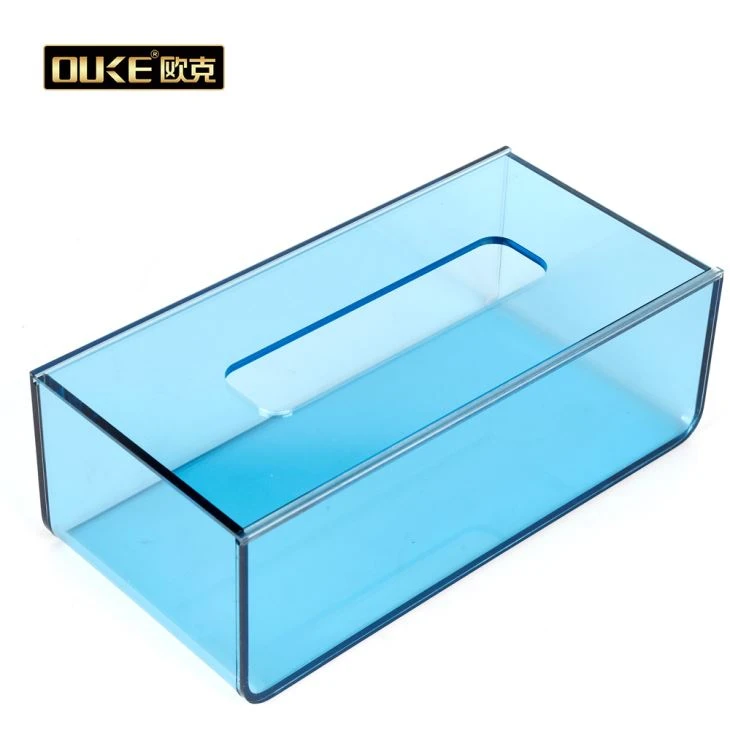 Clear Blue Acrylic Tissue Dispenser Box Cover
