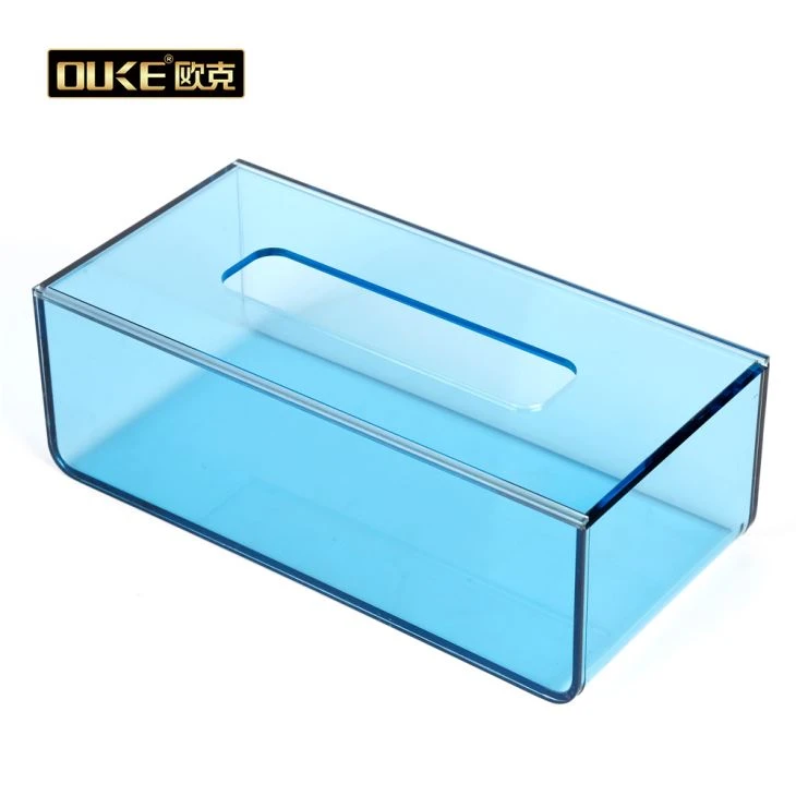 Clear Blue Acrylic Tissue Dispenser Box Cover