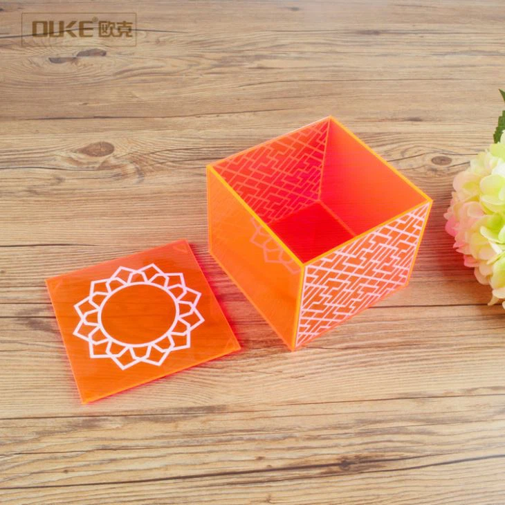 Handmade Orange Luxury Acrylic Gift Box