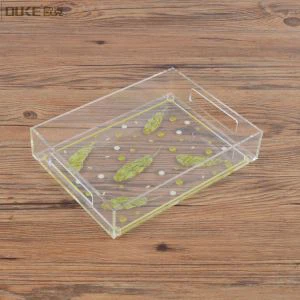 Lucite Druck Griff Acryl Serviertablett