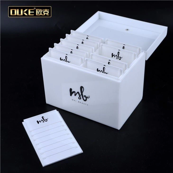 White Acrylic Lash Pallet Organizer Acrylic Eyelash Extension Holder Box